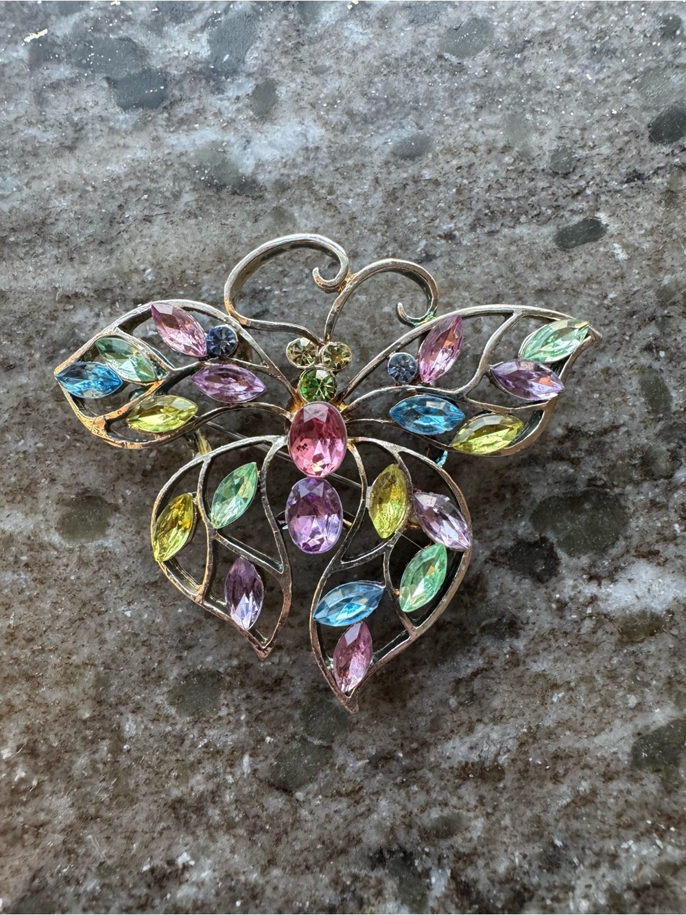 Vintage Deadstock Rainbow Crystal Butterfly